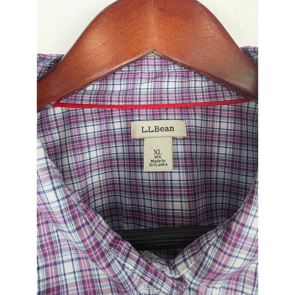 L.L. Bean Purple, Pink and White Plaid Button-Down Shirt - Picture 4 of 5